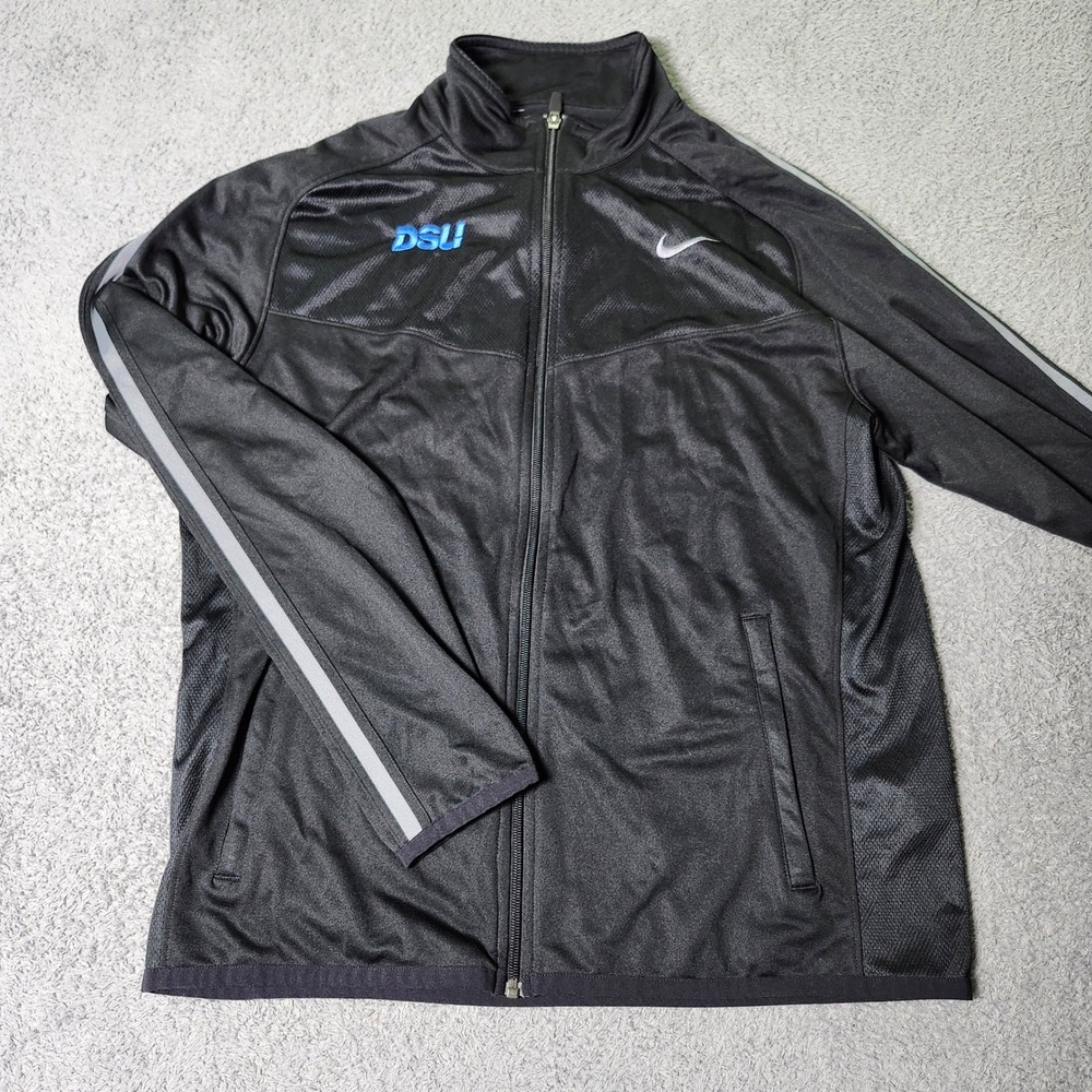 Nike Mens L Track Jacket Black DSU Full Zip Mesh Panels Athletic